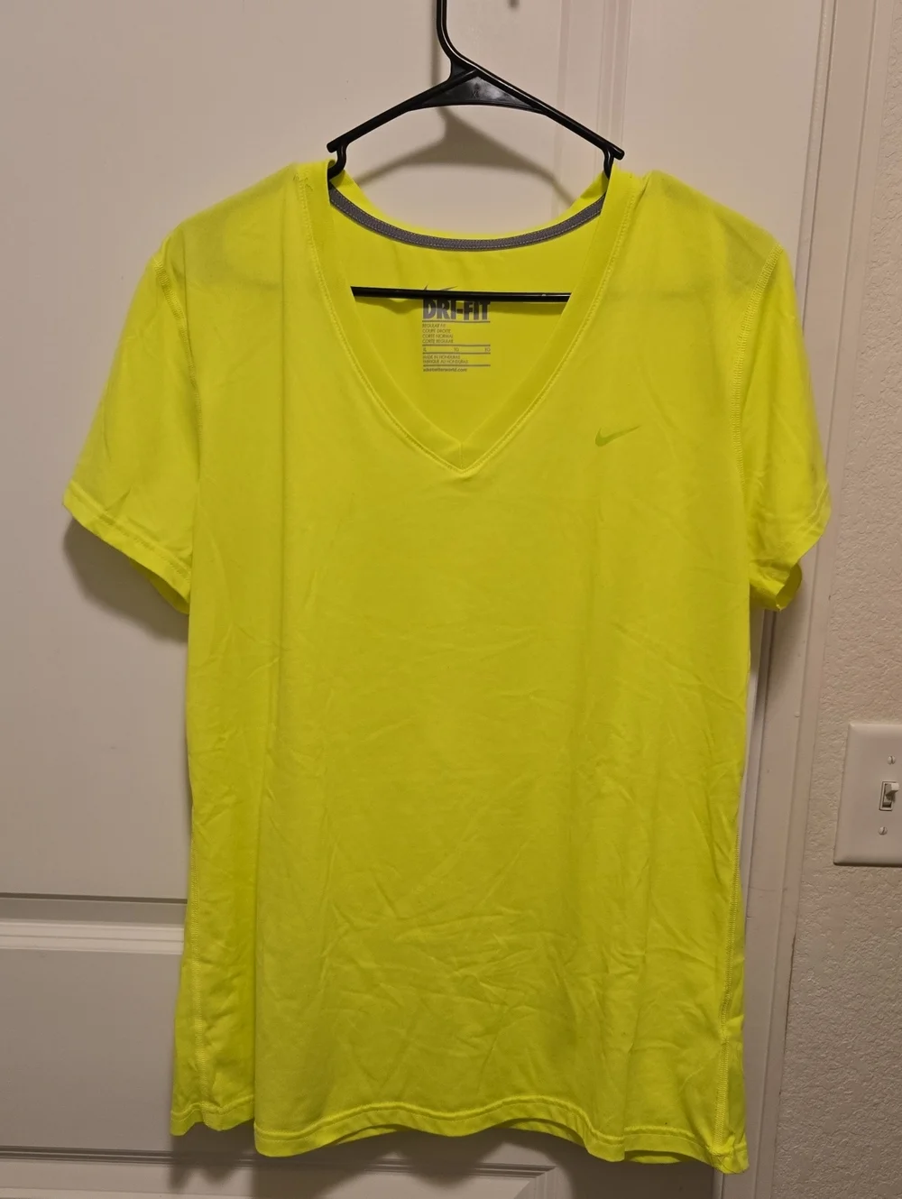 Nike Women's Dri-FIT V-Neck Tee in Neon Yellow